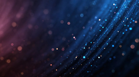 Bright particles shimmer against a dark cosmic backdrop creating a mesmerizing swirl of colors and light.の素材