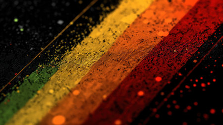 Colorful abstract artwork features a spectrum of red yellow and green with intricate textures and sparkles.の素材