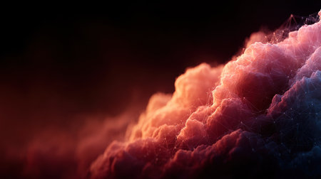 Soft glowing clouds take center stage against a dark background showing warm hues and intricate patterns.の素材