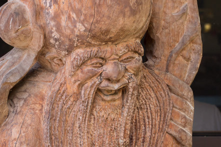 China and Japan style Teak wood carving の写真素材