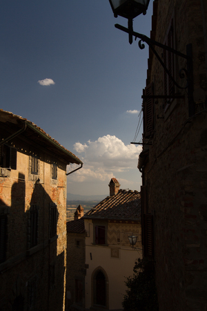 This village of Etruscan origin is named Cortona and is located in Tuscany, Italy.の写真素材
