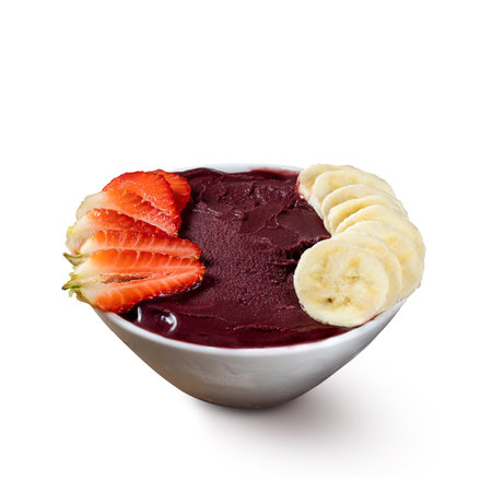 Frozen Acai Berry with Banana and Strawberry. Isolated on White Background.の写真素材