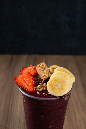 Frozen AÃ§ai Berry with Banana Strawberry and PaÃ§oca.の写真素材