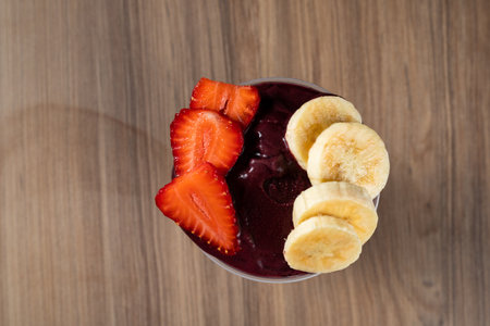 Frozen Acai Berry with Banana and Strawberry. Top View.の写真素材