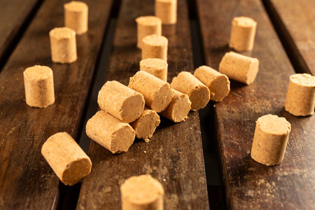 Sweet Brazilian Peanut Called Paçoca on a wooden desk