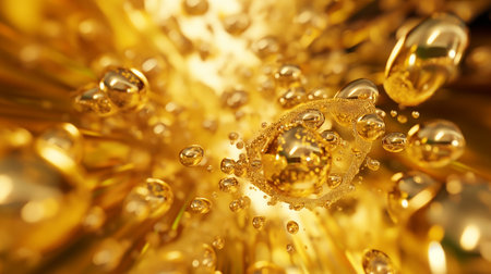 abstract macro close up of golden flower with water droplets on itの素材