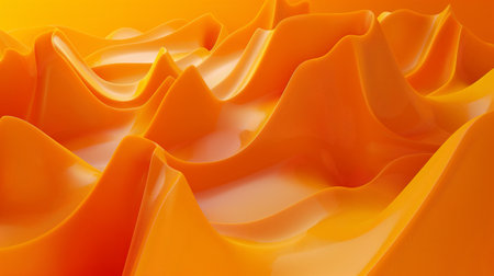 3d render of abstract orange wavy background with smooth lines.の素材