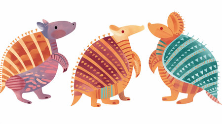 Set of cute animals isolated on a white background. Vector illustration.の素材