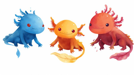 Set of cute monsters isolated on white background. Cartoon vector illustration.の素材