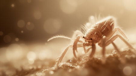 Macro shot of a mite on the ground. Shallow depth of fieldの素材