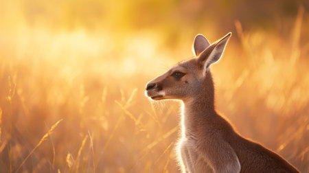 Kangaroo in the wild at sunset, South Africa. Animal portrait.の素材