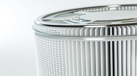 Close-up of a metal dustbin on a white background.の素材