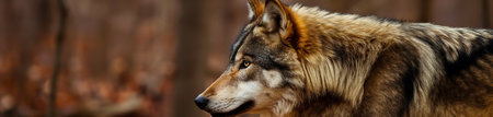 Portrait of a wolf in the forest. Selective focus.の素材