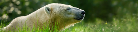 Polar bear (Ursus maritimus) in the grassの素材