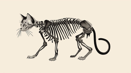 Skeleton of a cat. Vector illustration of a skeleton of a cat.の素材
