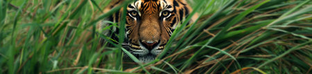 Bengal tiger portrait in the jungle, Panthera tigris altaicaの素材