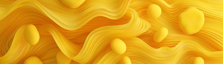 3d render, abstract background, yellow waves, flowing liquid.の素材