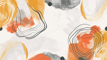 Abstract background with watercolor stains and lines. Hand-drawn illustration.の素材