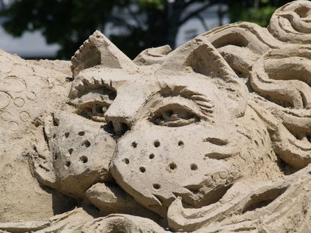 Sand sculpture catの写真素材