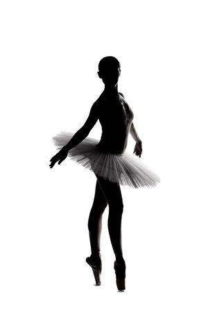 beautiful shadow silhouette of graceful  ballerina dancingの写真素材