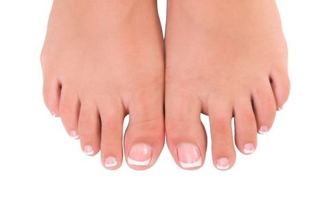 nail care for women's feet, on white backgroundの写真素材