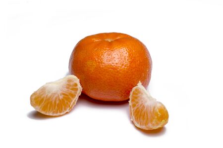 Mandarin on a white backgroundの写真素材