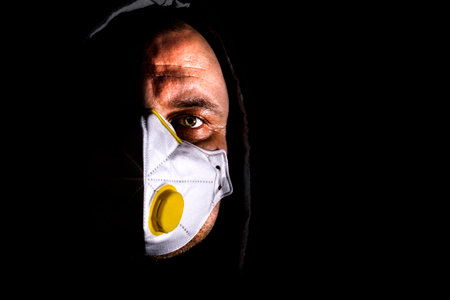 Masked Man Protecting Against Virus