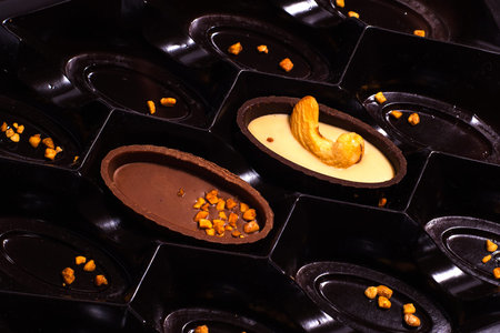 Chocolate candies in box close-up