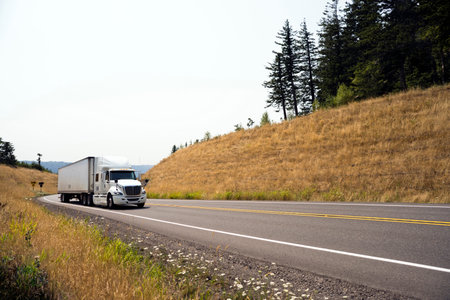 Logistic by rig semi truck along local and main roads provides an opportunity for truck drivers to...