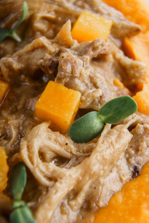 beef stroganoff with sweet potato