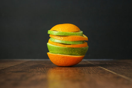 the concept of choosing a healthy food cake or appleの写真素材