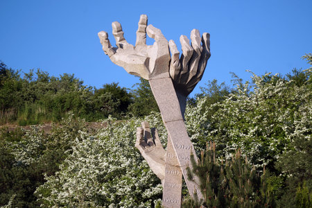 Kaliningrad region. Village Yantarniy. Russia. 05/06/2021. The monument to the victims of the Holocaust is a memorial to the victims of the Death March, which was installed in the village of Yantarny in the Kaliningrad region and opened on January 30, 201のeditorial素材