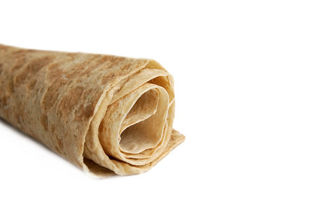 pita one bread in a roll on a white background isolate