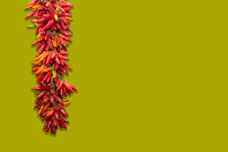 Spicy chilies hung to dryの写真素材