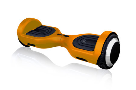 Close Up of Dual Wheel Self Balancing Electric Skateboard Smart Scooter on White Background