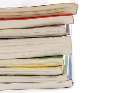 books stack isolated on white backgroundの写真素材