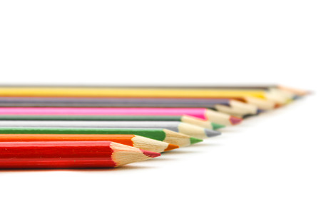 Lined of color pencil with isolate backgroundの写真素材