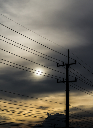 pillar electric in twilight.の写真素材