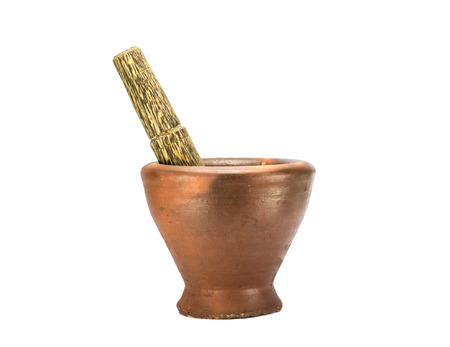 mortar and pestle in isolate (cooking equipment of Thailand)の写真素材