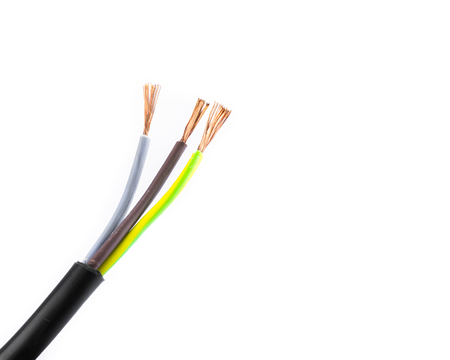 electric wire isolated on whiteの写真素材