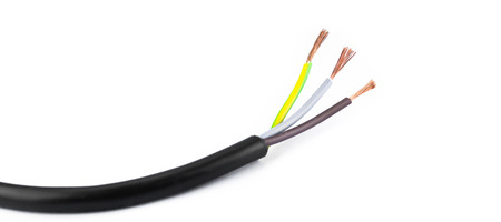 electric wire isolated on whiteの写真素材