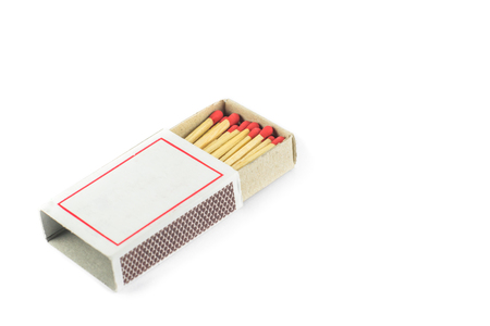 matches in box on white isolate background. matches is the device that caused the fire.の写真素材