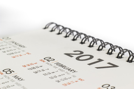 2017 wording on 2017 calendar desktop, Happy new year 2017 for fill text in space, background for new year Festival.の写真素材