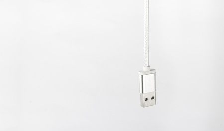USB port plug for connection data or power on white backgroundの写真素材