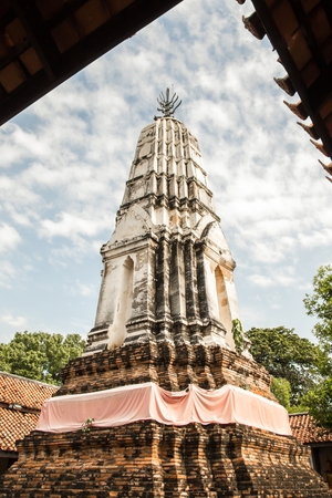 The ancient pagoda is located in Temple Thailand which built in the Ayutthaya period.の写真素材