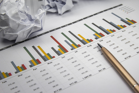 Document work of finance business for management plan and wrong paper trash.の写真素材