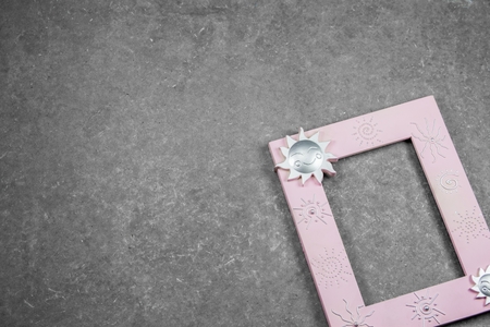 background with picture frame in top view.の写真素材