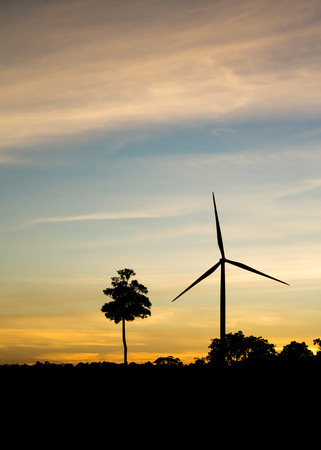 Wind turbines for electricity generation in Thailand. Silhouette tone.の写真素材