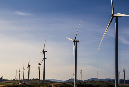 Wind turbines for electricity generation in Thailand.