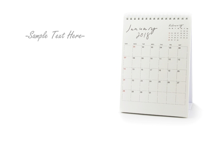 January 2018 carlendar.の写真素材